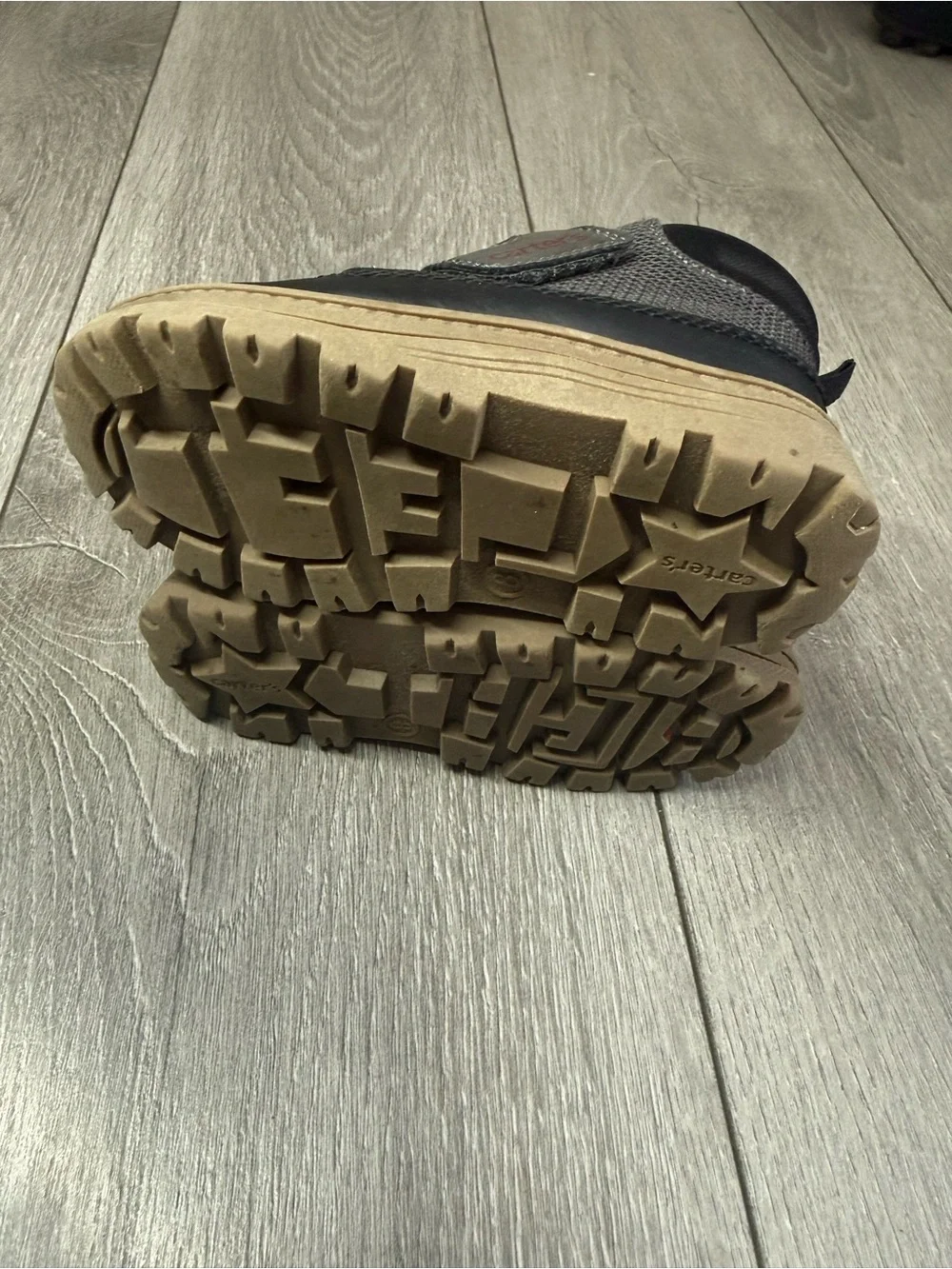 Carter's Black Kids Hook-and-Loop Boots with Tan Accent
